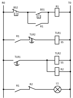 リレーシーケンスの回路図例