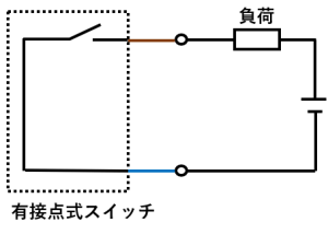 有接点式スイッチの配線接続図例